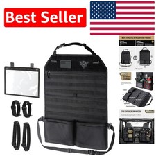 Versatile Car Seat Organizer: Molle System with Adjustable Sling Rack in Black