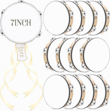 12 Set 7 Inch Tambourine for Adults Tambourines Bulk Wooden Hand Held Drum with