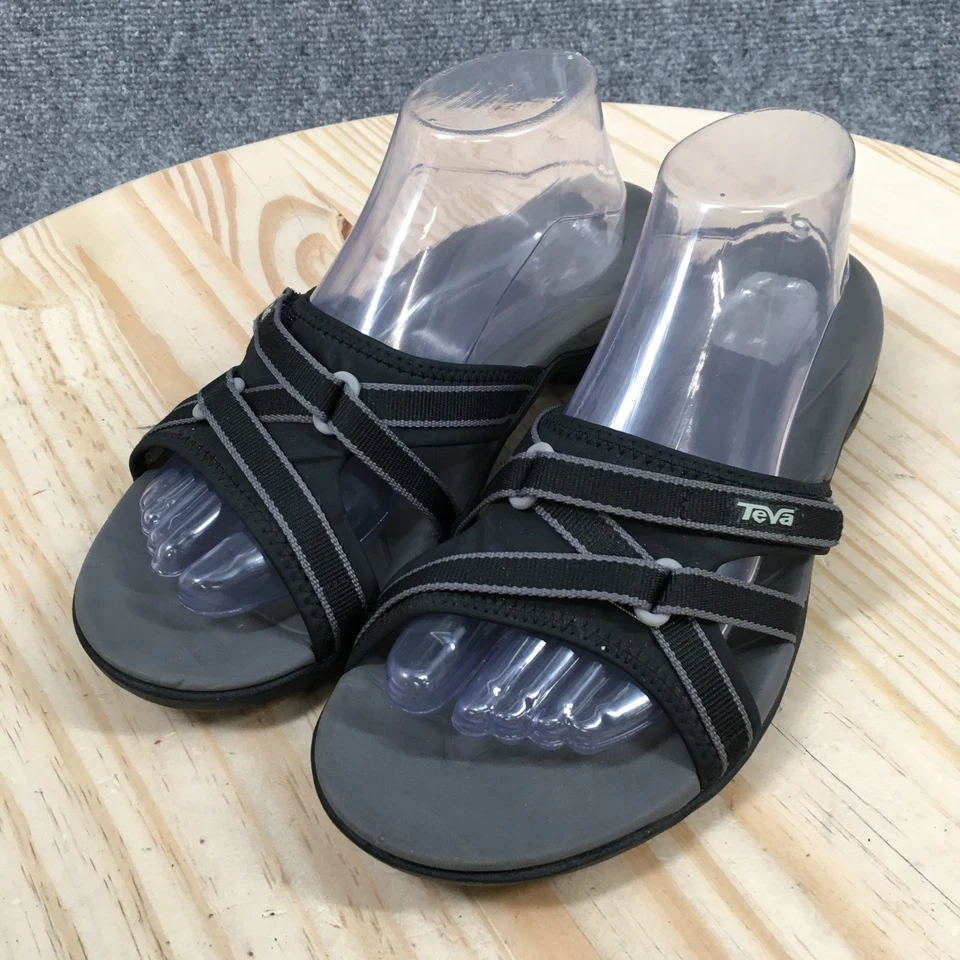 Sandalias Teva para mujer 10 Tirra Slide cuero negro correa cruzada sin cordones SN1003990 Foto 3 de 4