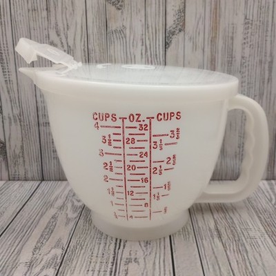 Vtg Tupperware 4 Cup 1 Liter Measuring Mix Store Pitcher Red Blue 1288 With Lid
