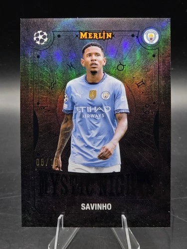 2024-25 Topps Merlin Savinho Mystic Nights Black Refractor /10 Man City