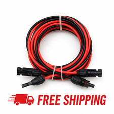 True Silicone Wire 10AWG Solar Panel Extension Cable Connectors Black Red 3FT
