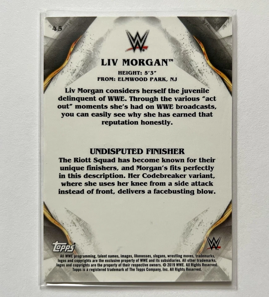 Liv Morgan 2019 Topps WWE Undisputed #45 Wrestling Trading Card - Image 3 of 3