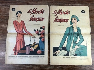 2x Große illustrierte Zeitschriften LA MODE FRANCAISE Jahre 1929 & 1930 Art Deco