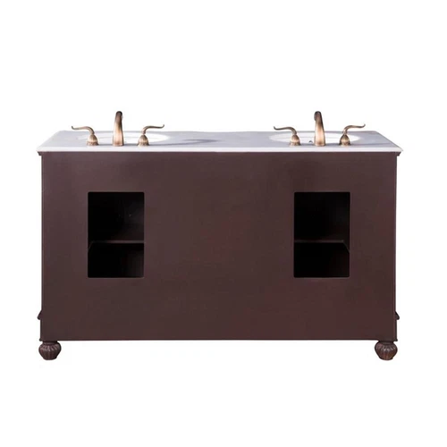 Elegant Decor Windsor 60" Wood Double Bathroom Vanity in Brown Teak - Picture 6 of 15