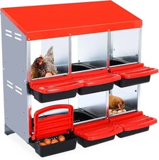 Chicken Nest Box, 2-Tier Chicken Laying Boxes for Hens, 10 Hole Nest Boxes