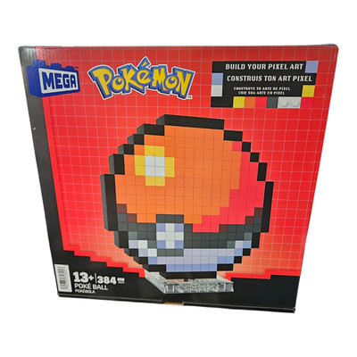 Mega Pokémon Pixel Art Poké Ball 384 Piece Building Set Display Stand
