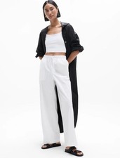 NWT Athleta Mid-rise Poplin Pant Drift Wide Leg Bright White Small S Casual