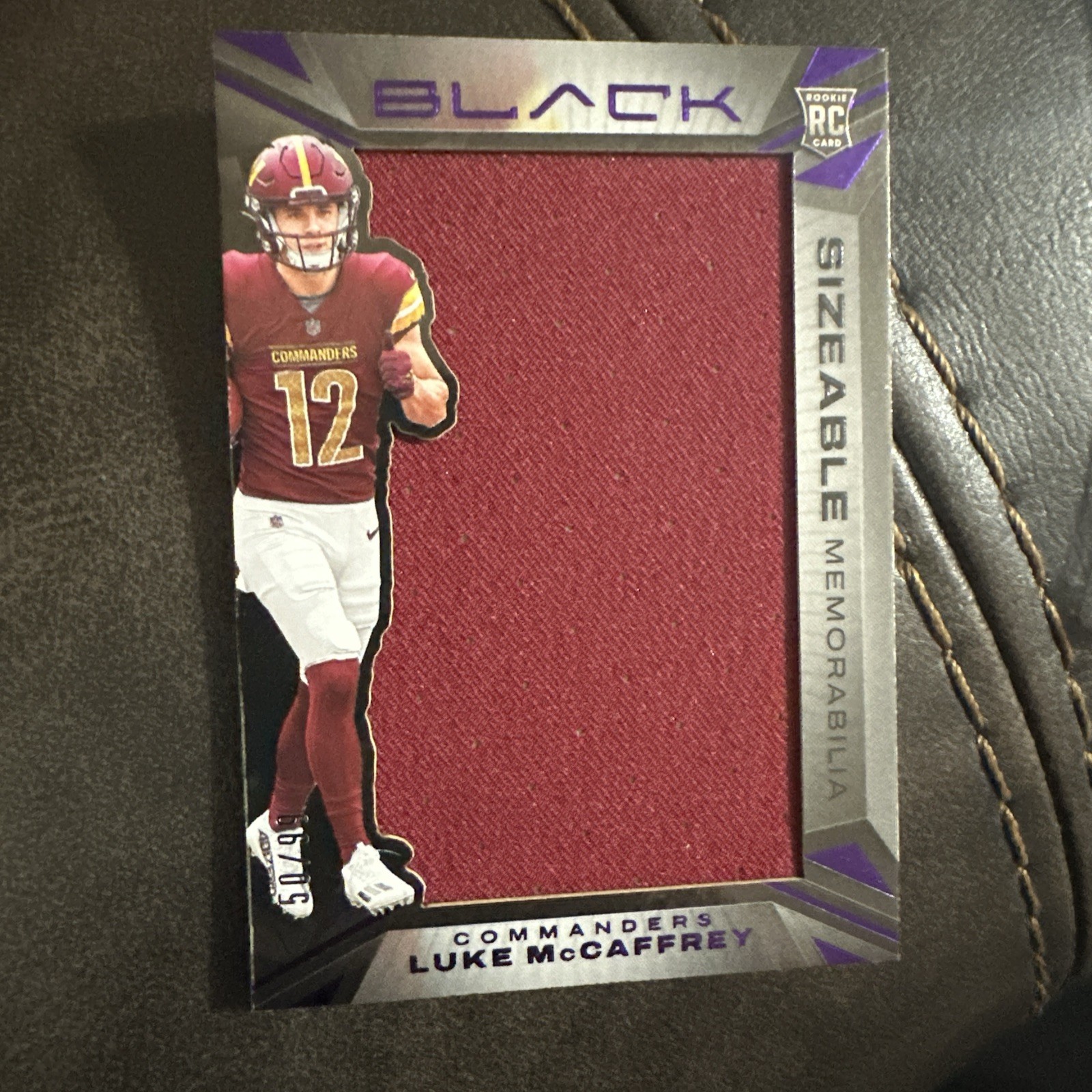 Luke McCaffrey Panini Black Sizeable Rookie Memorabilia #SRLMY Base