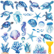 26Pcs Non Slip Bathtub Stickers, Cute Turtle Stickers with Scraper