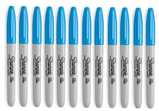 Sharpie Permanent Marker, Fine Point, Light Blue Ink, 12 Count