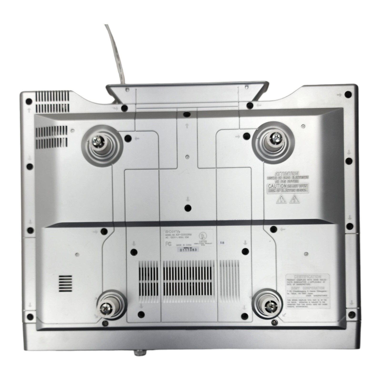 Sony Under Kitchen CD Clock Radio ICFCD553RM with Hardware No