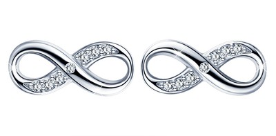 925 Silber Ohrringe Das Unendlichkeitssymbol Ohrstecker verziert Zirkonia C...