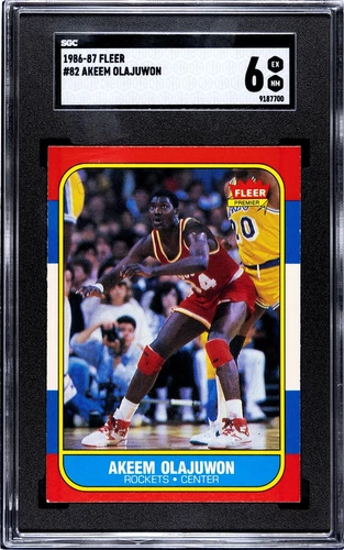 1986-87 Fleer HAKEEM OLAJUWON ROOKIE Rockets #82 SGC 6 EX/NM Condition