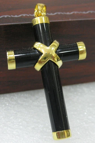 Natural Agate/Tiger's Eye/Topaz/Jade Gemstone Cross Pendant Necklace AAA Grade - Picture 6 of 29