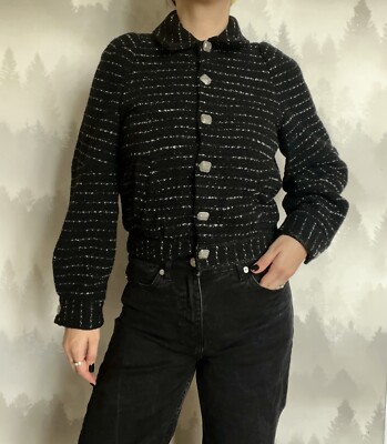 BA&SH Black Tweed Jacket with Collar and Pockets Size 1 | eBay