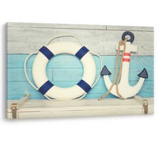 Anchor & Lifebelt Buoy Beach Bathroom Canvas Wall Art Picture Print