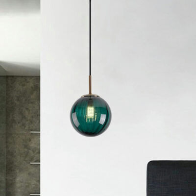 Gerippte Glas Pendelleuchte Weihnachtsleuchte Deckenmontage Kugel Lampenschirm Küche