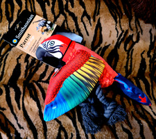 Dog Parrot Plush Toy - Various Colors Red and Blue Ea.