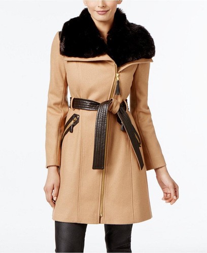VIA SPIGA COAT FAUX FUR COLLAR 