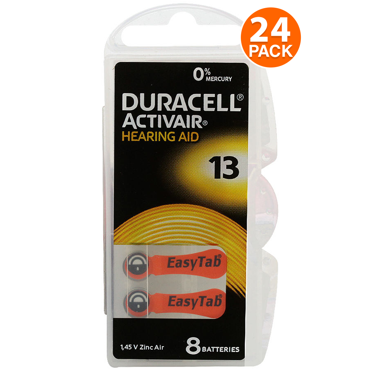 Duracell EasyTab Hearing Aid Batteries Size 13 (24 batteries total)