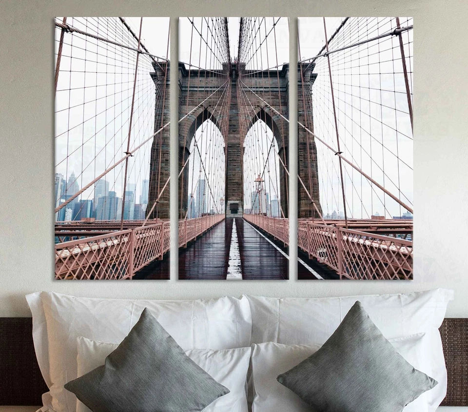 NYC Brooklyn bridge photo canvas or poster print Cityscape New York wall decor - Image 3 of 4