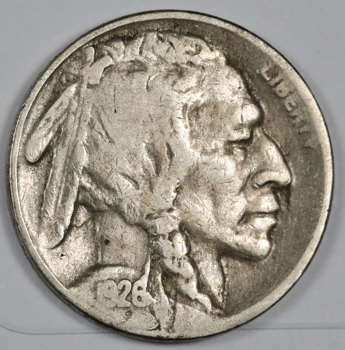 1926-s Buffalo Nickel. Error. Large CUD between Date and Rim