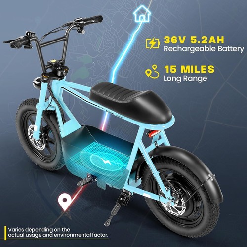 Peak 1200W Electric Scooter w/ Seat,16" Fat Tire Electric Motorcycle Commuting - Picture 99 of 133