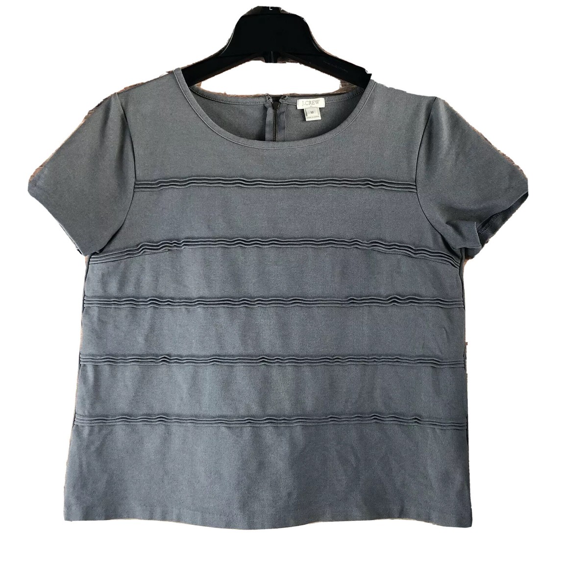 Women's J.crew Gray Pin Tuck Boxy Casual Top Blouse M Shorts