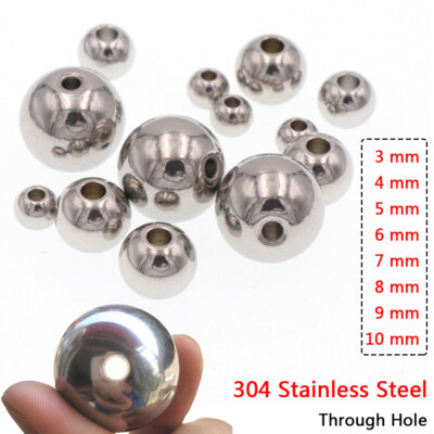 Ø 3/4/5/6/7/8/9/10mm Solid A2 304 Stainless Steel Beads Through Hole Crafts Ball