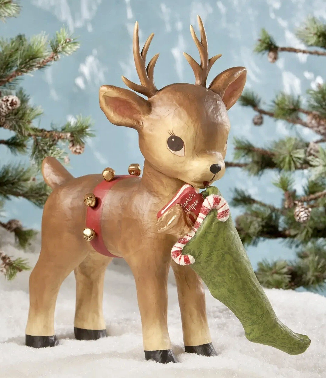 Bethany Lowe Santa’s Helper Reindeer Figurine