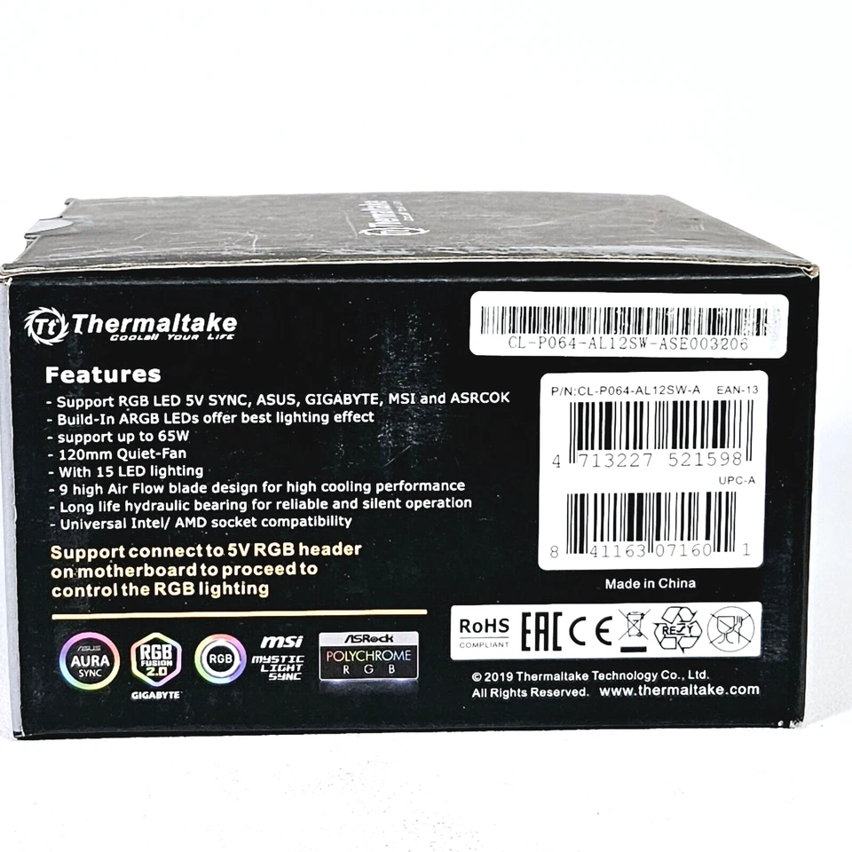 Thermaltake UX100 5V Motherboard Sync High Airflow Hydraulic Bearing ARGB Light - Image 2 of 4