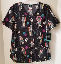Disney Tim Burton's Nightmare Before Christmas Women's Scrub Top Size 2XL NEW
