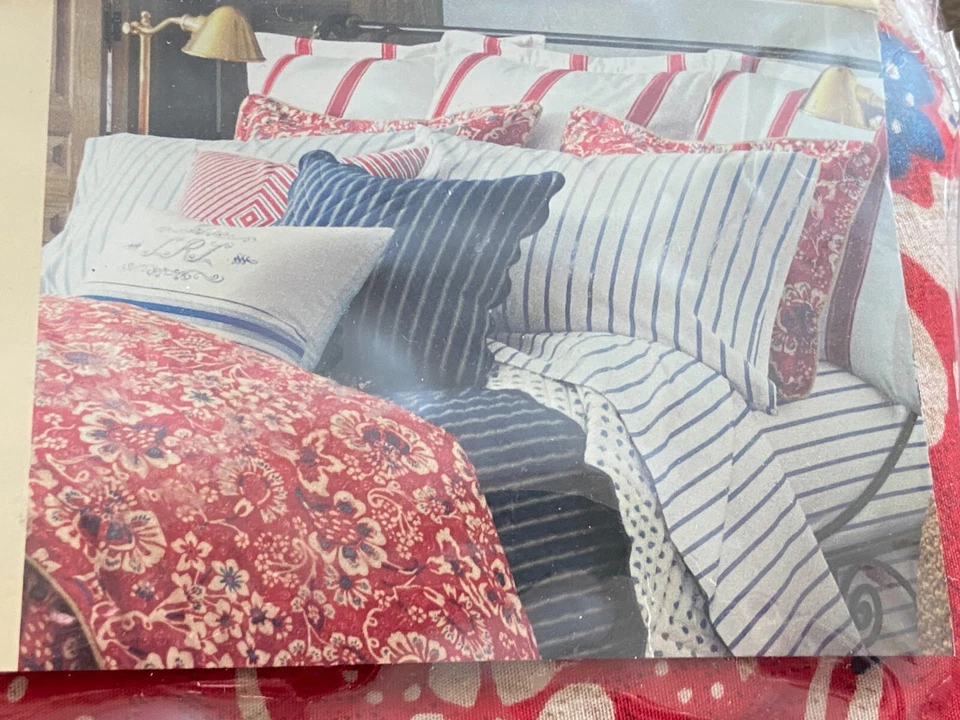 Ralph Lauren ~ Falda de cama Villa Martine King en rojo azul tostado floral NUEVA venta al por menor $142 Foto 2 de 4