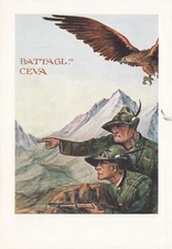 Cartolina antica 1° Reggimento Alpini, Btg. Ceva