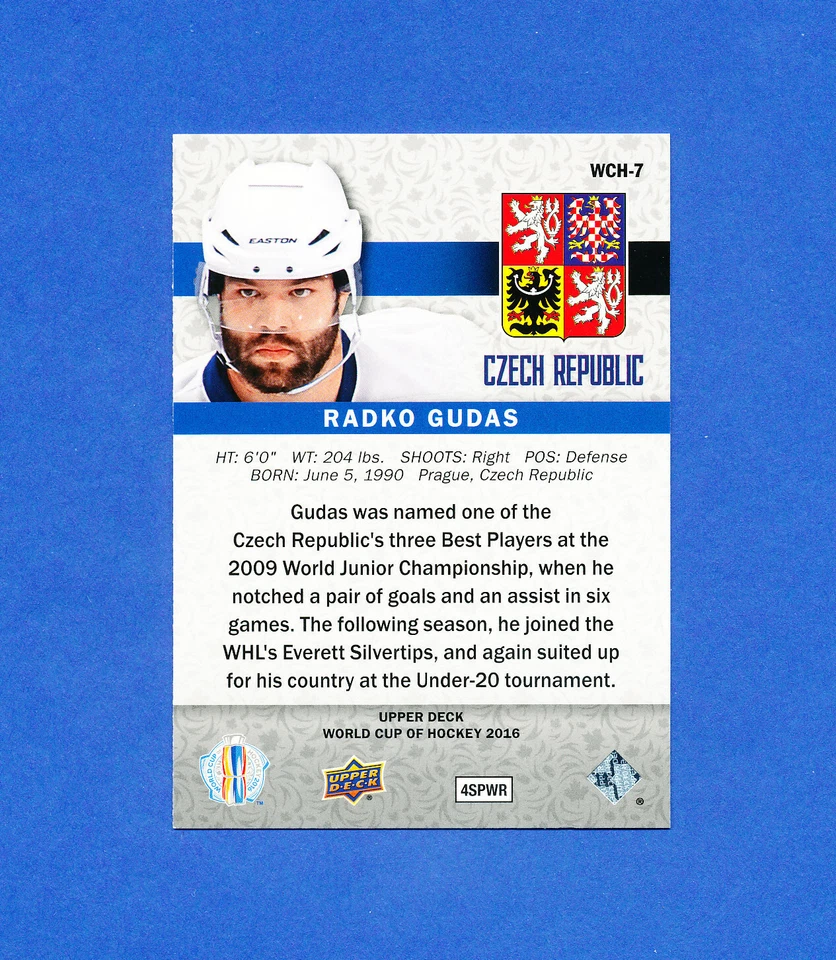 2016 UPPER DECK RADKO GUDAS panthers WORLD CUP HOCKEY free shipping - Image 2 of 2