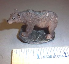  Grizzly Bear cast sculpture Hand painted, 1.25 inch x 2, great collectible 