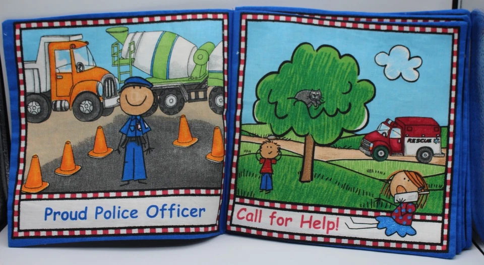 Libro bebé Helping Heroes policía bombero grande tela suave - bien cosido LNC Foto 3 de 4
