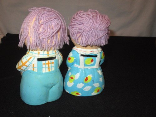 Raggedy Ann & Andy Coin Bank Vintage Ceramic Yarn Hair Doll Figure (N832) - Picture 6 of 6