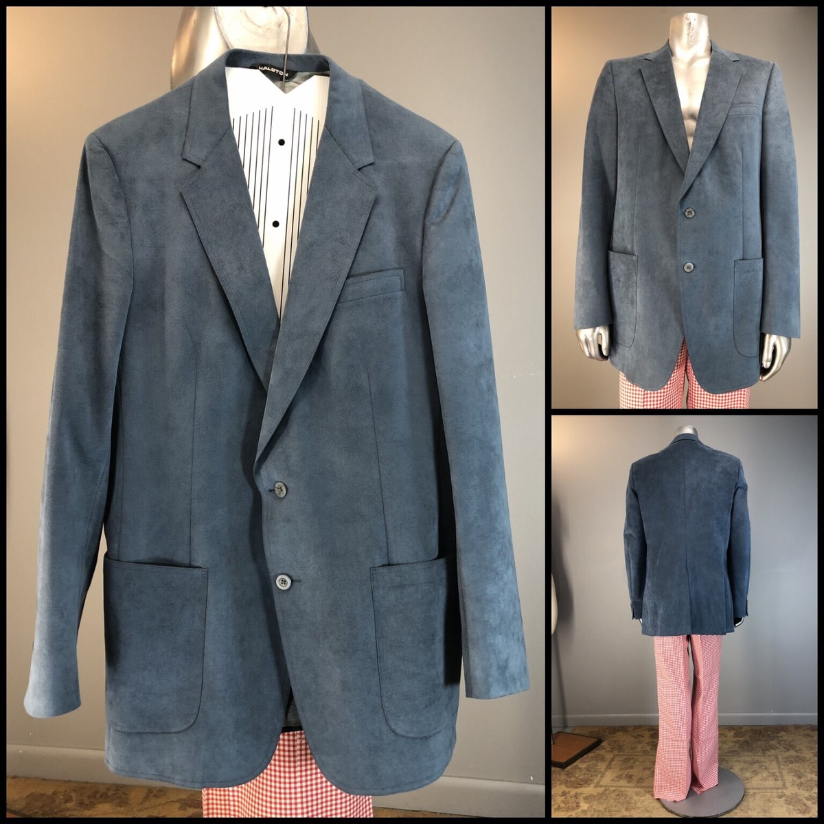 Vtg 70s 80s HALSTON Slate Blue Halsuede Ultra Suede Sport