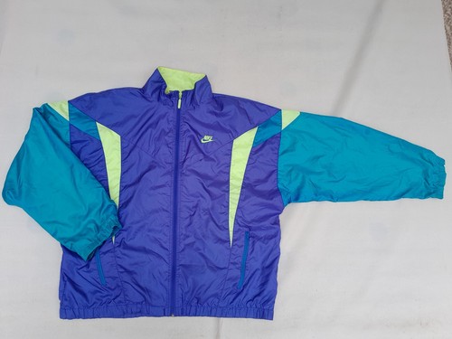 Vintage Nike track Jacket Mens Large Purple Green Embroidered Logo Softshell - Picture 9 of 14