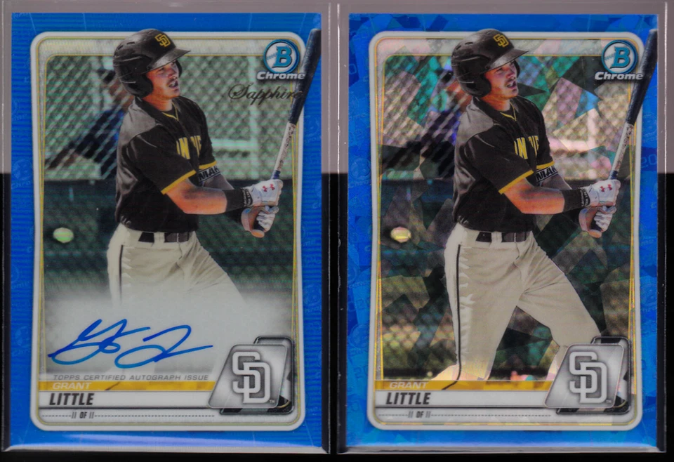 Grant Little Padres Autograph 2020 Bowman Chrome Blue Sapphire Auto & Base LOT - Image 2 of 2