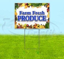 FARM FRESH PRODUCE 18x24 Yard Sign WITH STAKE Corrugated Bandit BUSINESS MARKET