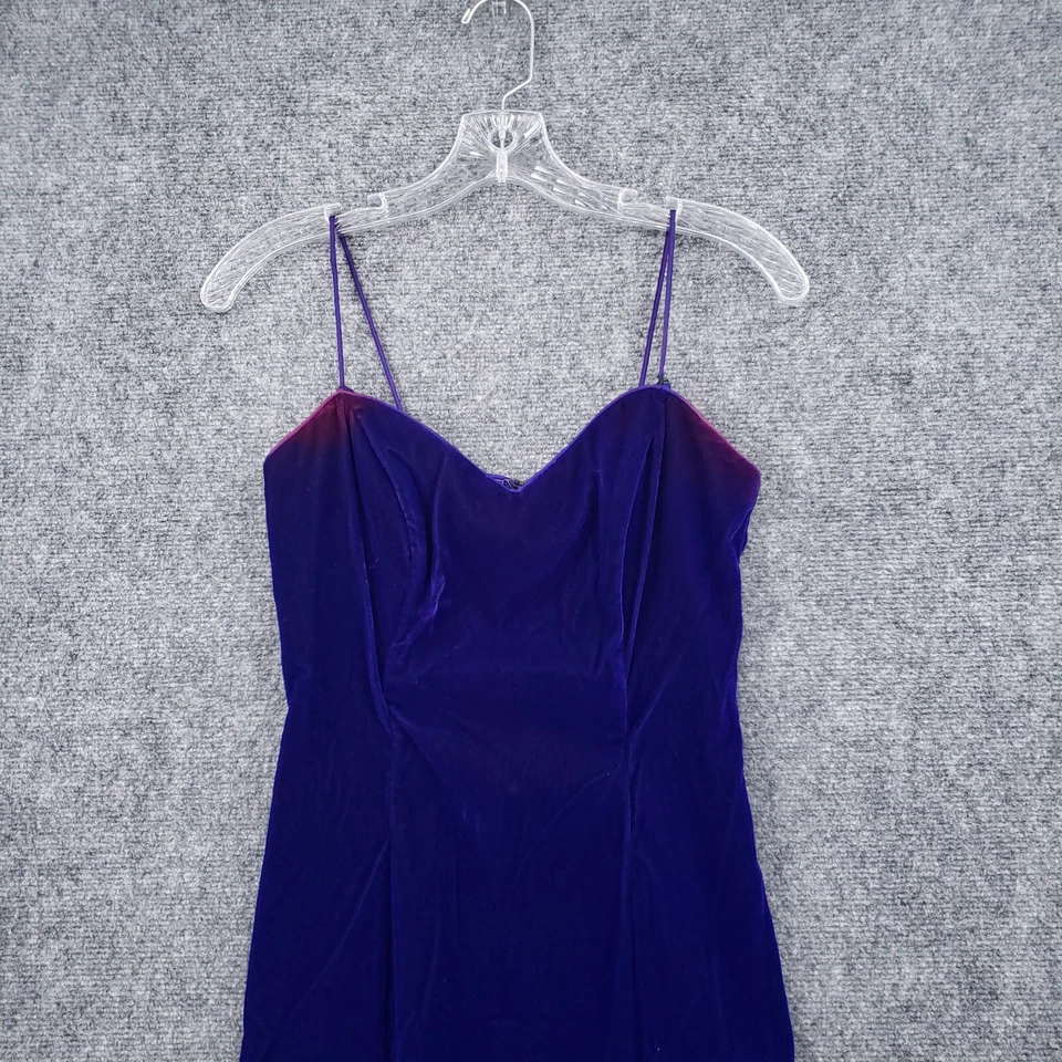 Vestido DE COLECCIÓN De Laru Para Mujer S Pequeño Azul Terciopelo Maxi Vestido Cuello en V Noche Y2K Foto 3 de 4