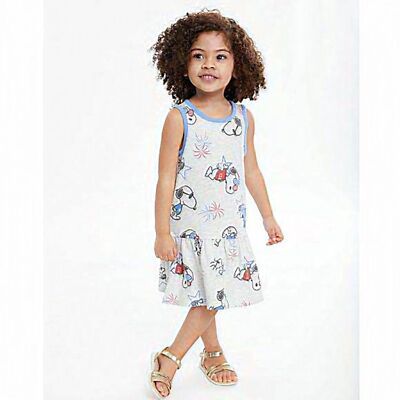 NWT Peanuts Snoopy Girl s 3  Toddler Americana  Sleeveless Dress Loosely flag
