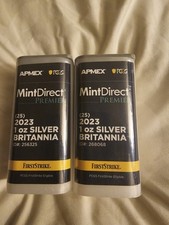 75OZ First Strike Lot Of 3 Roll 2023 1 oz Silver Britannia tube APMEX MintDirect