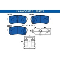 Bremsbelagsatz Scheibenbremse ATE 13.0460-5572.2 FüR Hyundai Kia Tucson Optima