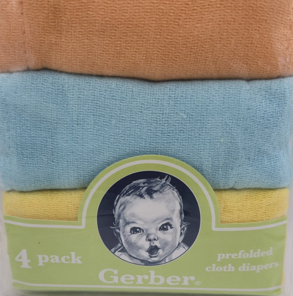 NOS GERBER PREFOLDED CLOTH DIAPERS 4 Pk Unisex Colors  - Image 3 of 4