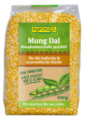 (11,87 EUR/kg) Rapunzel BIO Mung Dal, Mungbohnen, halb, geschält, 3 x 500g