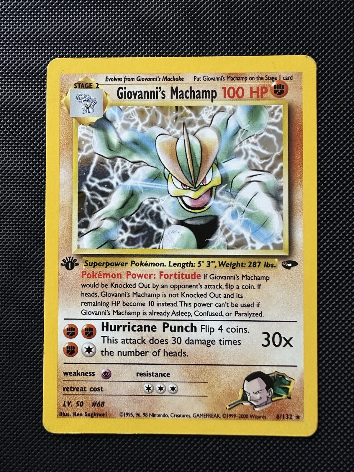 Pokemon Giovanni’s Machamp 6/132 1st Edition Holo Gym Challenge NM Vintage Card